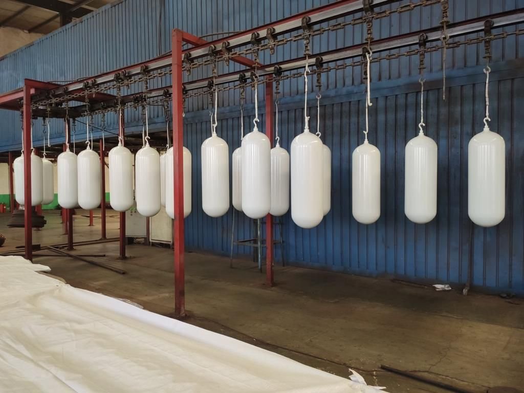 Hanging white cylinders